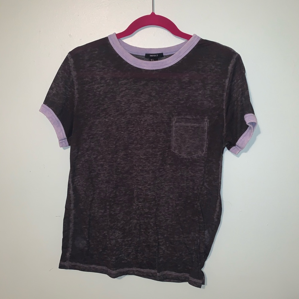 Black and Gray Forever 21 Pocket Tee
